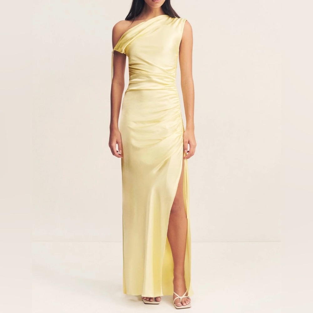Shona Joy La Lune Gathered Maxi Dress Lemon